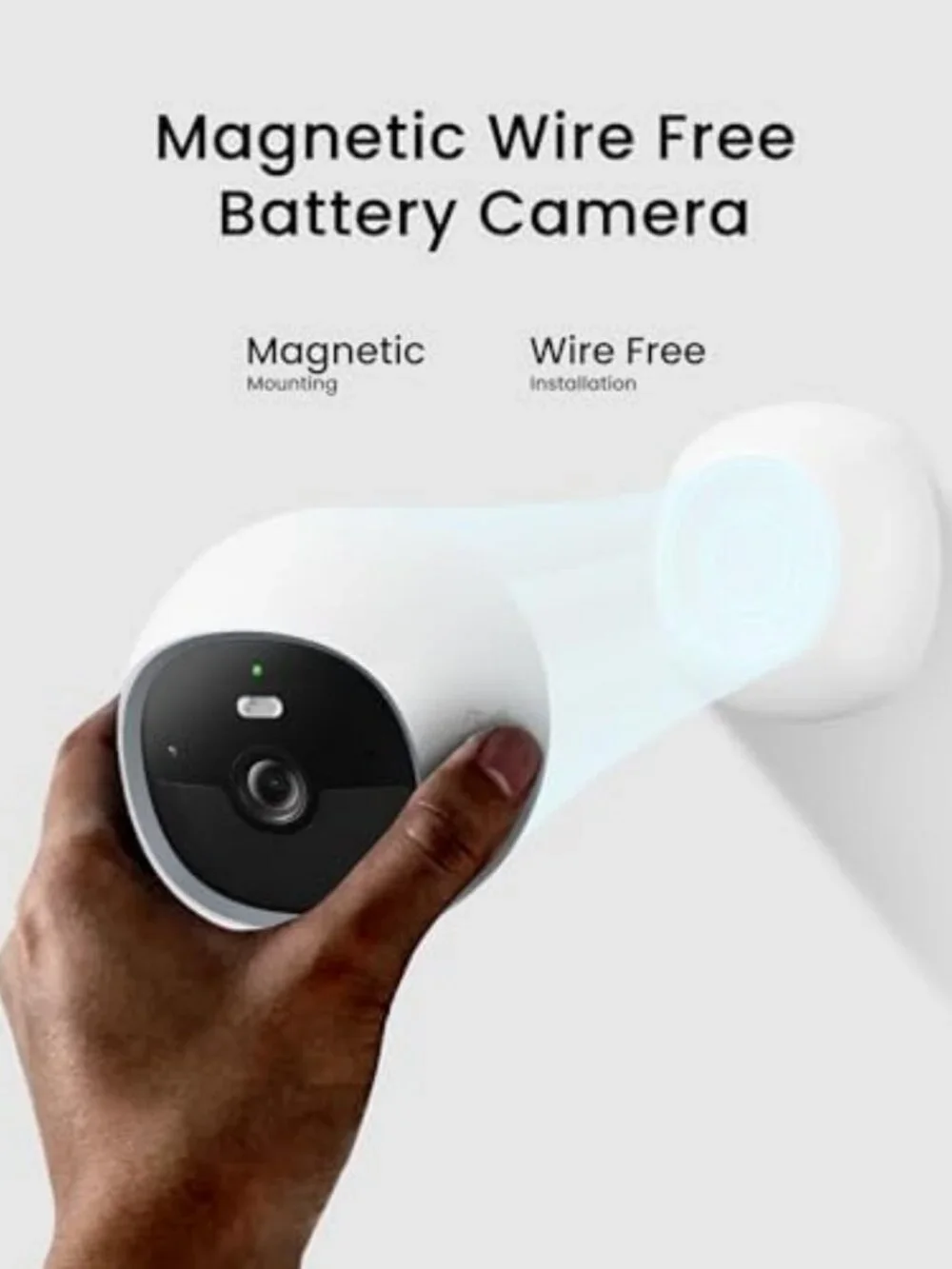 Wireless 2K Magnetic Indoor Security Camera, Battery-Powered, No Subscription